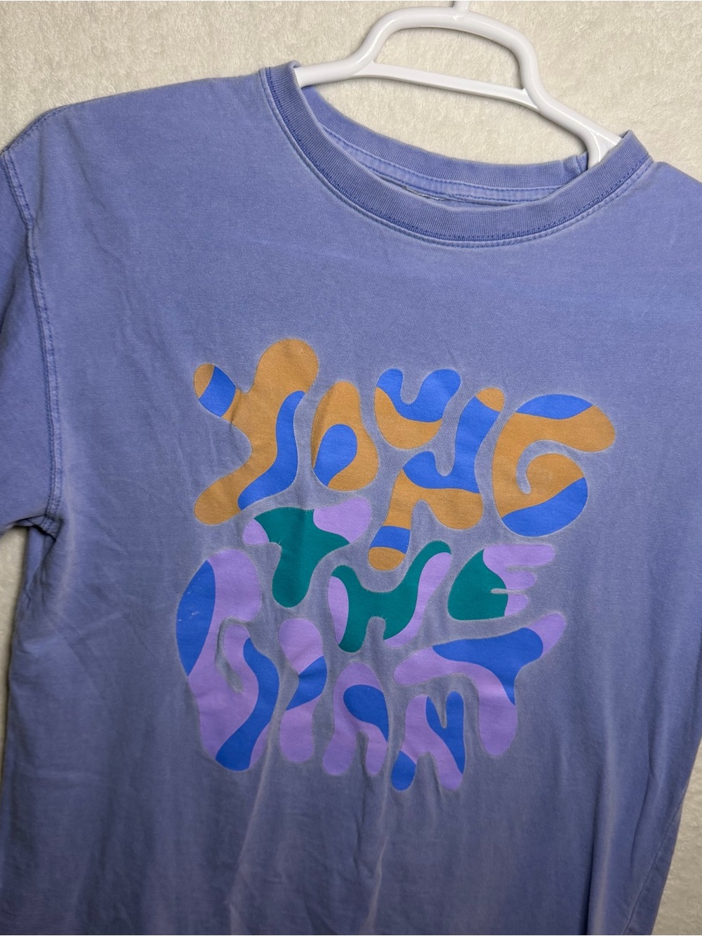 Adult Lavender Tee with Young the Giant band graphic in Multicolor Print